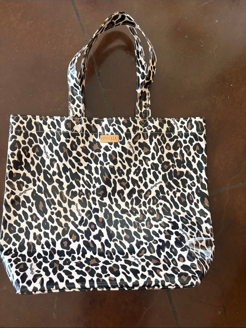 Consuela Leopard Print Tote in Black and Brown